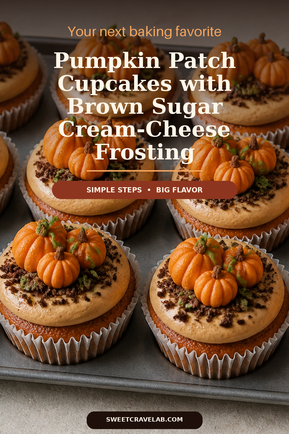 Easy Pumpkin Patch Cupcakes with Cream-Cheese Mounds