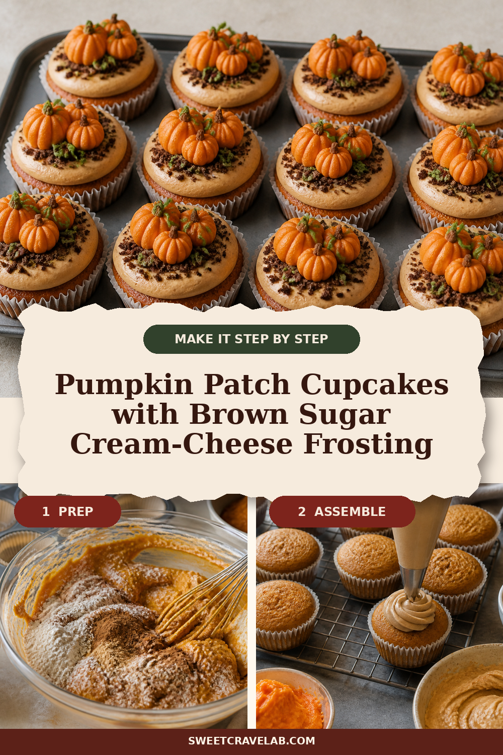 Halloween Pumpkin Patch Cupcakes with Edible Pumpkin Details