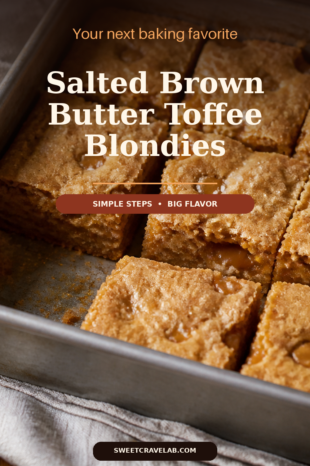 Salted Toffee Blondies with Crisp Edges