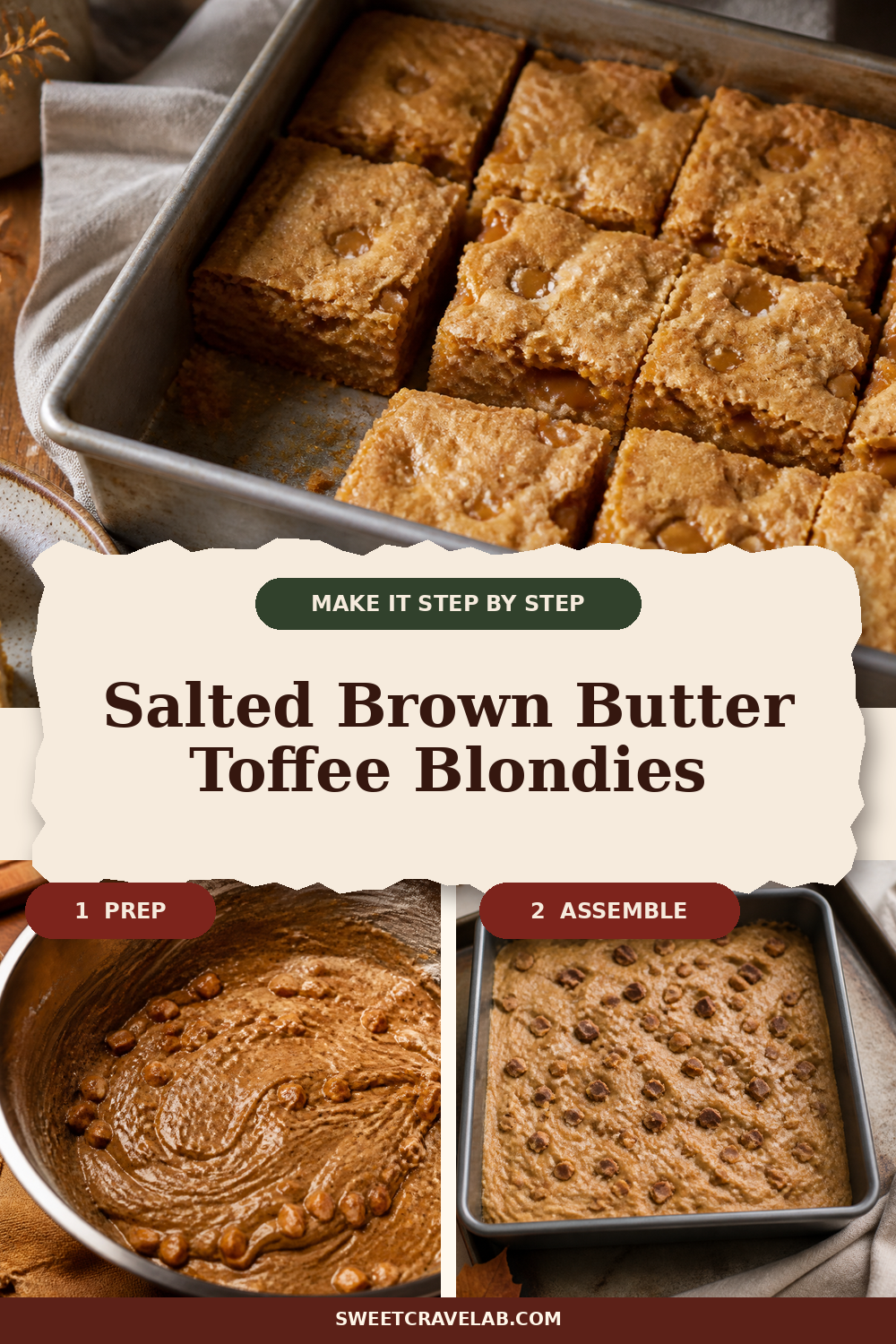 Brown Butter Dessert Bars with Toffee Pockets