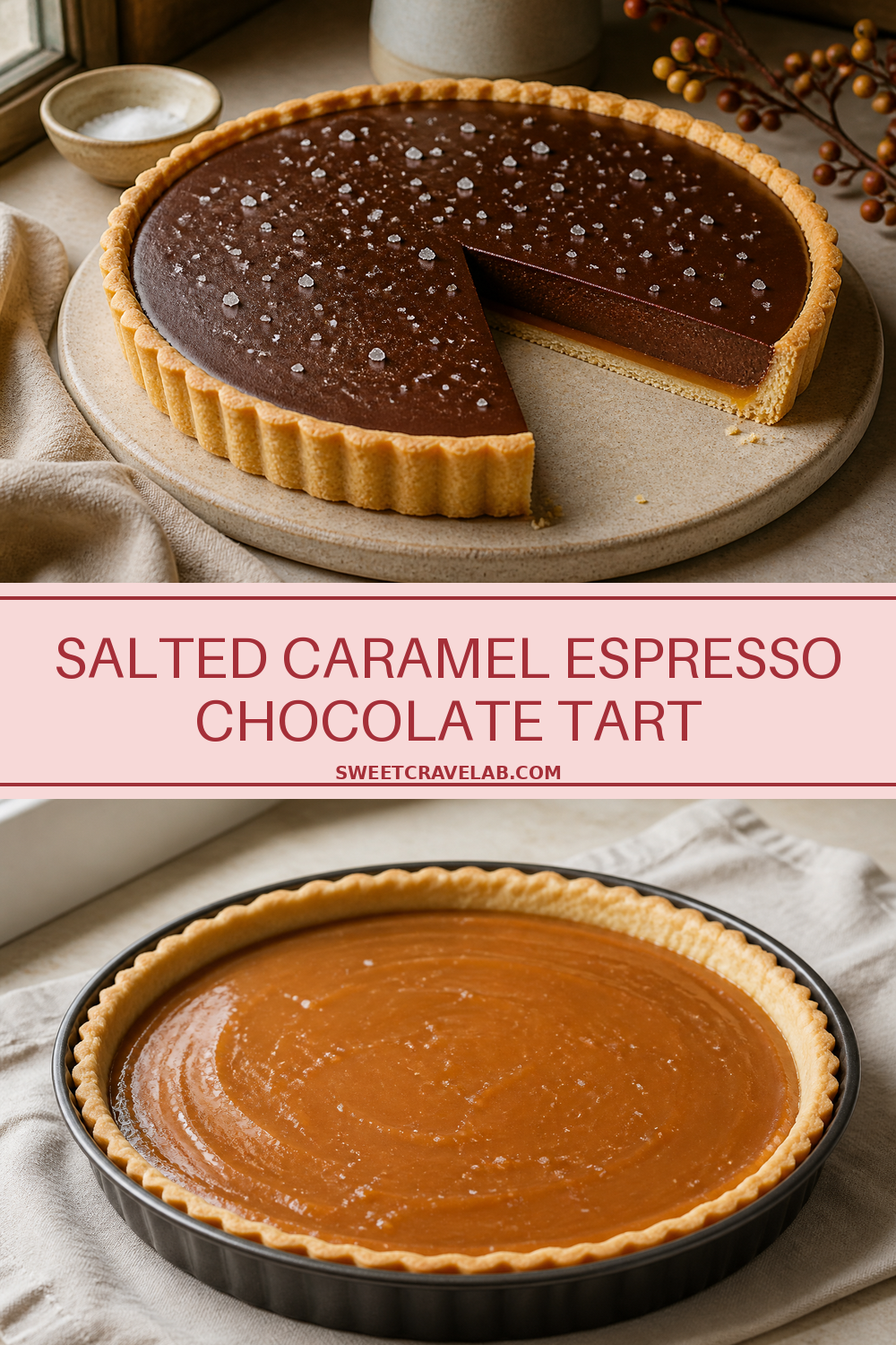 Salted Caramel Espresso Chocolate Tart (Coffeehouse-Style Fall Dessert)