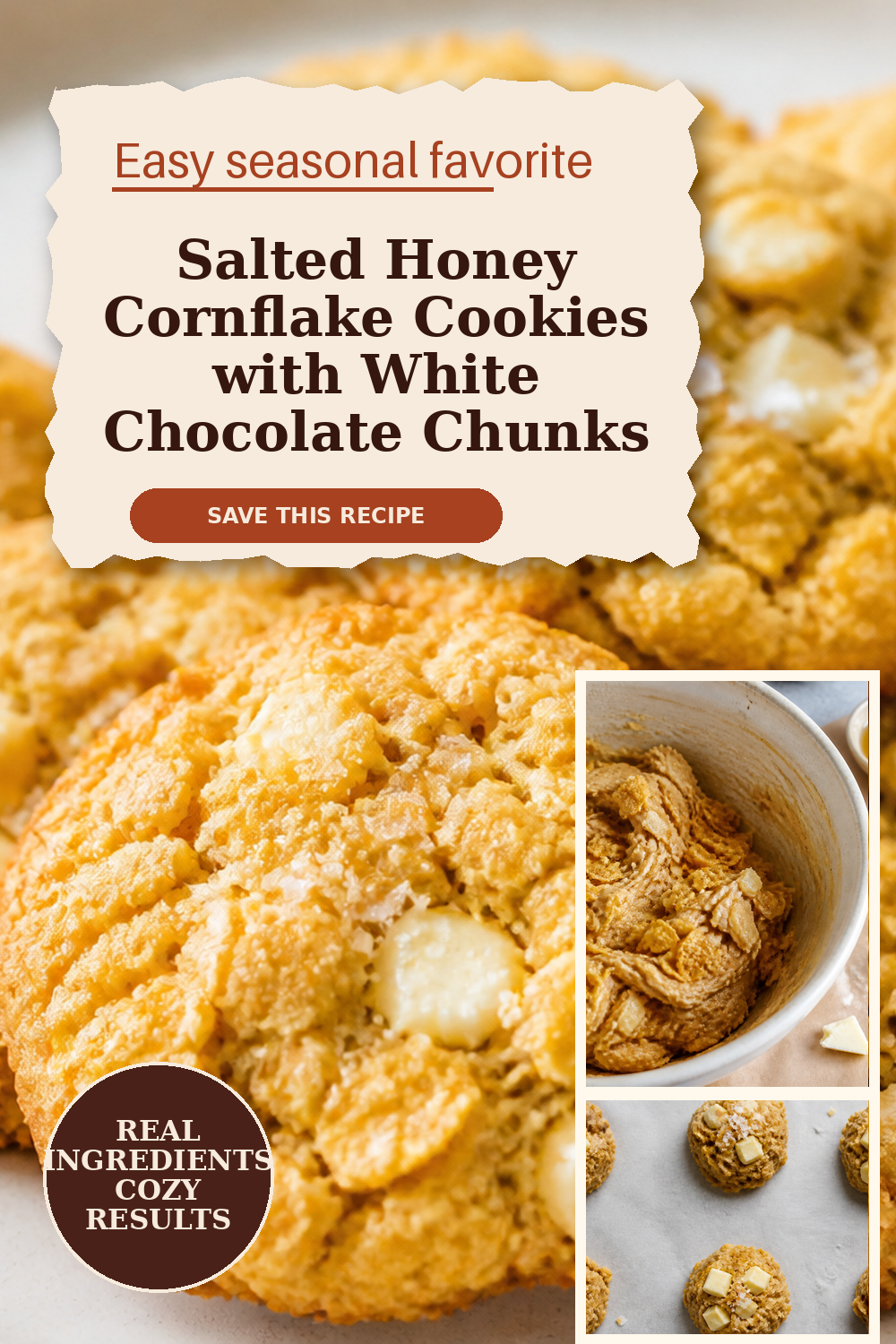Salted Honey Cornflake Cookies with White Chocolate Chunks