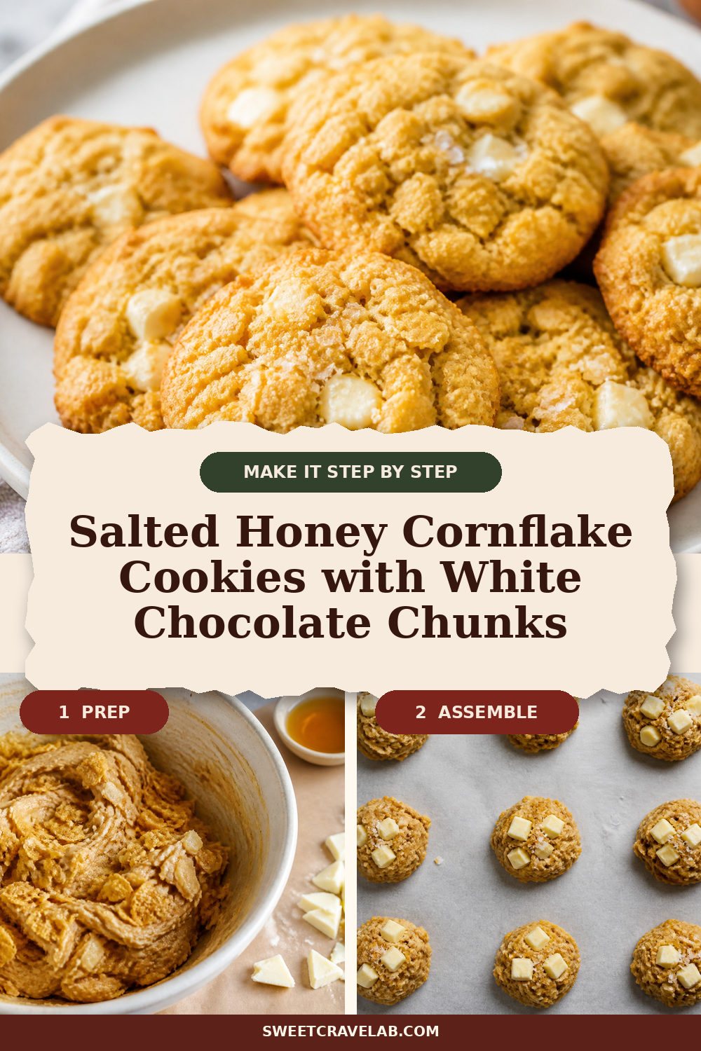 Easy Salted Honey Crunch Cookies (Cornflakes + White Chocolate)