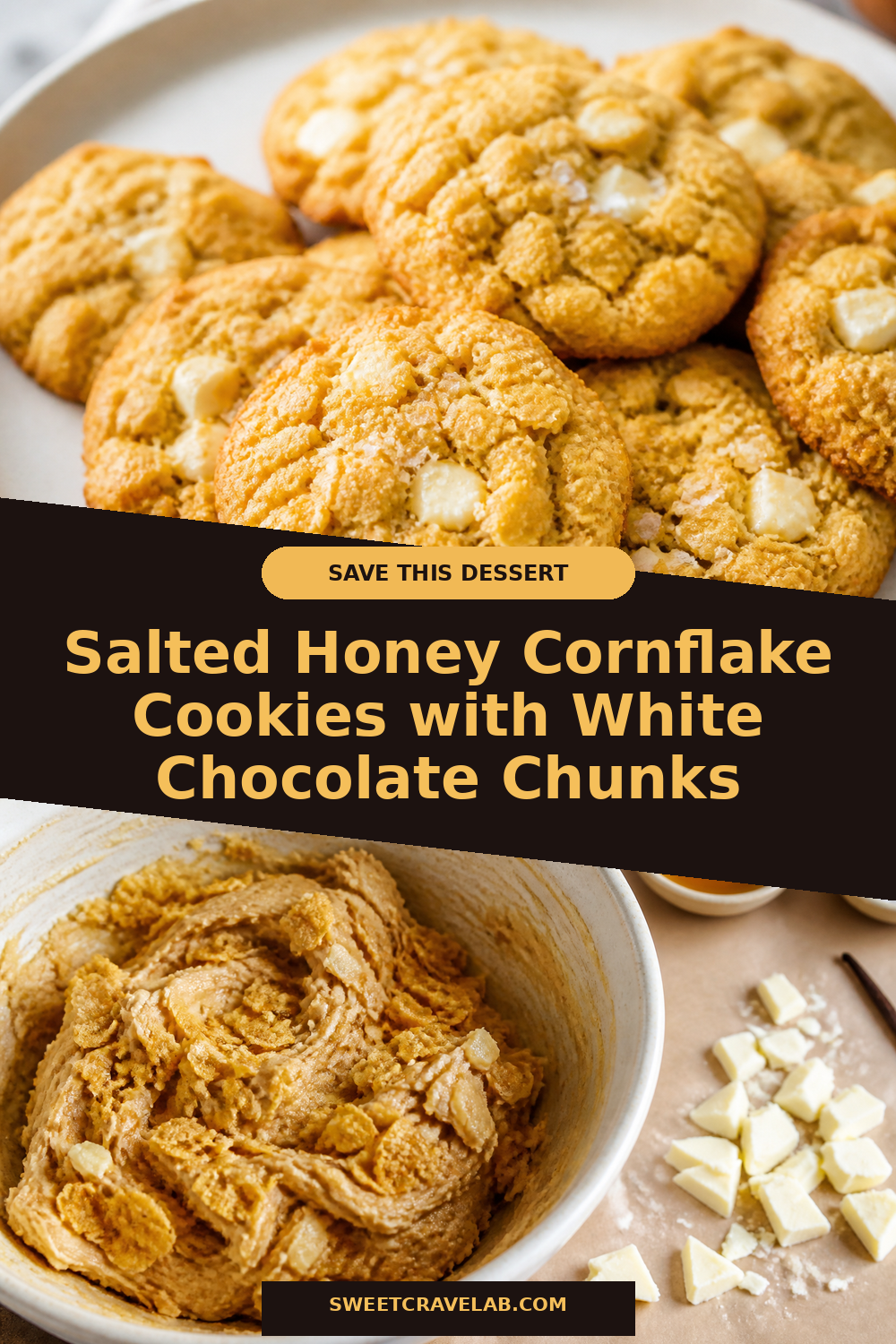 Chewy Cornflake Cookies with Salted Honey & White Chocolate