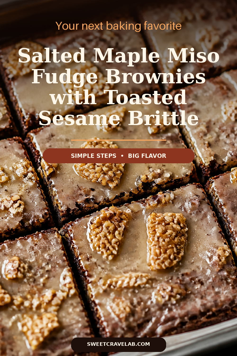 Sweet-Savory Maple Miso Brownies with Crunchy Sesame Brittle