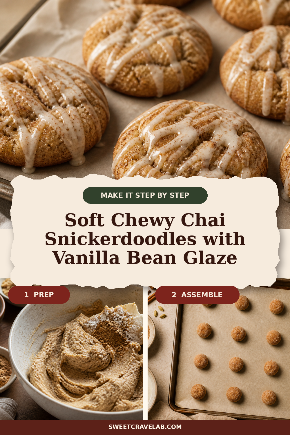 Cozy chai cookie recipe: soft snickerdoodles with vanilla glaze