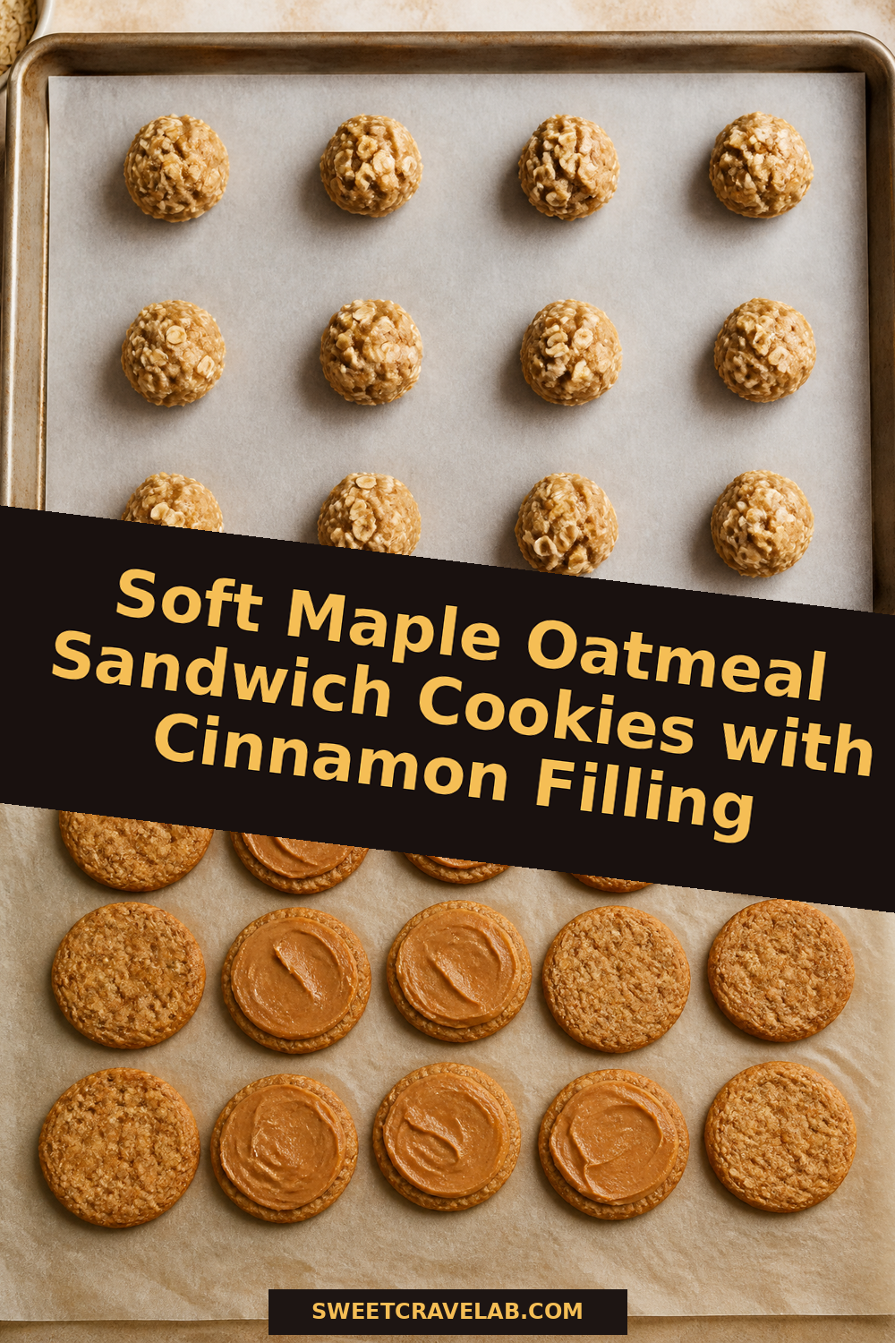 Soft Maple Oatmeal Cookies + Thick Cinnamon Maple Filling