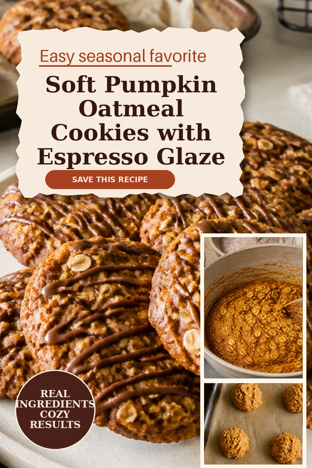 Pumpkin Oatmeal Cookies with Espresso Glaze