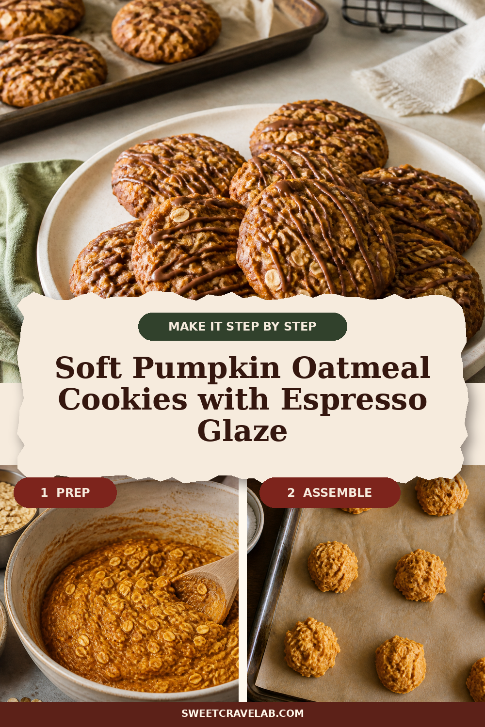 Pumpkin Espresso Cookies: Tender Oats + Coffee Glaze