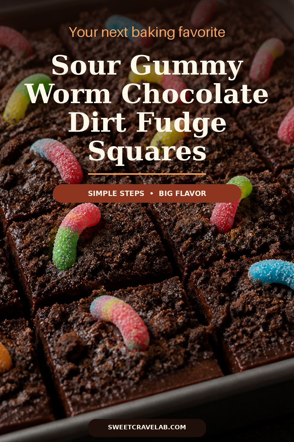 Halloween Dirt Fudge Squares with Cocoa Cookie Soil + Worms