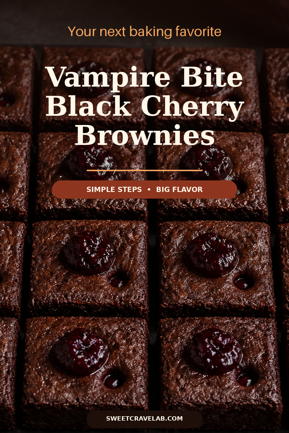 Fudgy Cocoa Vampire Bite Brownies (Black Cherry Filling)