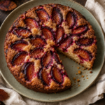 Classic plum torte topped with jewel-toned plum halves