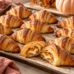 Pumpkin cream cheese croissants with visible spiced filling