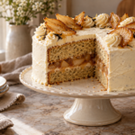 Honey Earl Grey pear layer cake with mascarpone cream