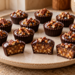 Salted maple pecan dark chocolate praline cups