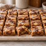 Cinnamon roll apple butter blondies with vanilla glaze