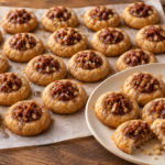 Maple pecan pie thumbprint cookies with maple drizzle
