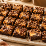 Thanksgiving sweet potato cheesecake brownies with pecan streusel