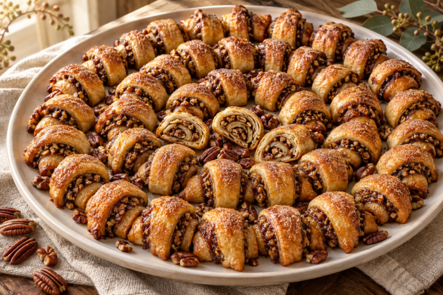 Thanksgiving pecan pie rugelach with maple filling