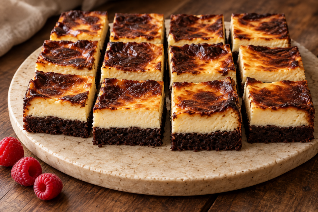 Basque cheesecake brownies with a caramelized top