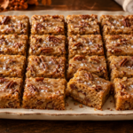 Butter pecan blondies with salted maple glaze
