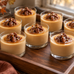 Salted caramel panna cotta with maple pecans