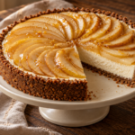 No-bake pear ginger cheesecake tart with gingersnap crust