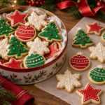Soft Christmas sugar cookies shaped as stars, trees, ornaments, and snowflakes with easy icing.