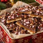 Easy Christmas crack with saltines, crisp brown-sugar toffee, semisweet chocolate, and festive toppings.