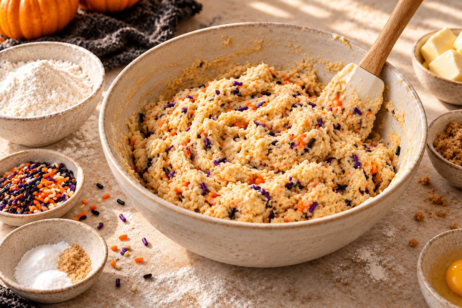 Halloween sprinkle cake cookie dough with confetti