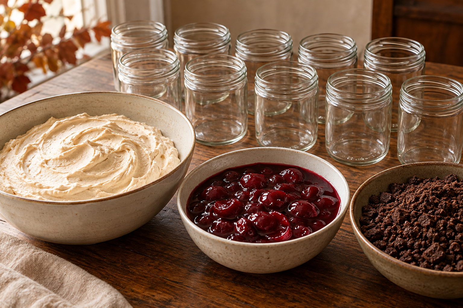 Components for no-bake chestnut cheesecake jars