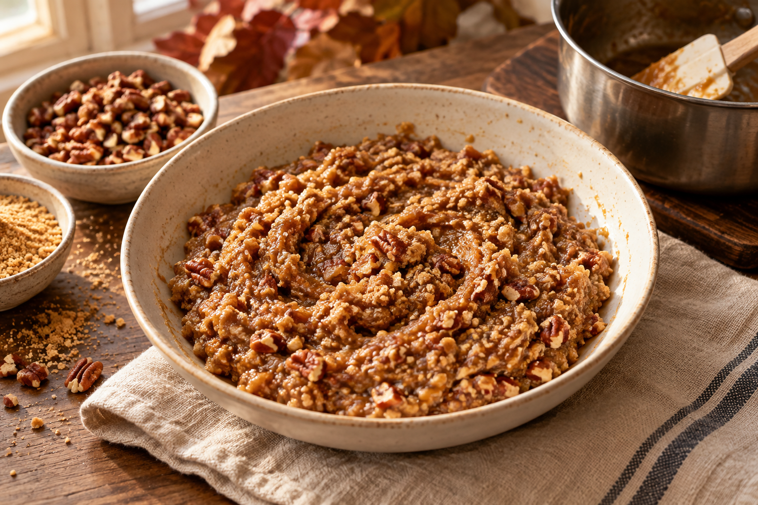 Maple pecan filling for chocolate pecan pie truffles