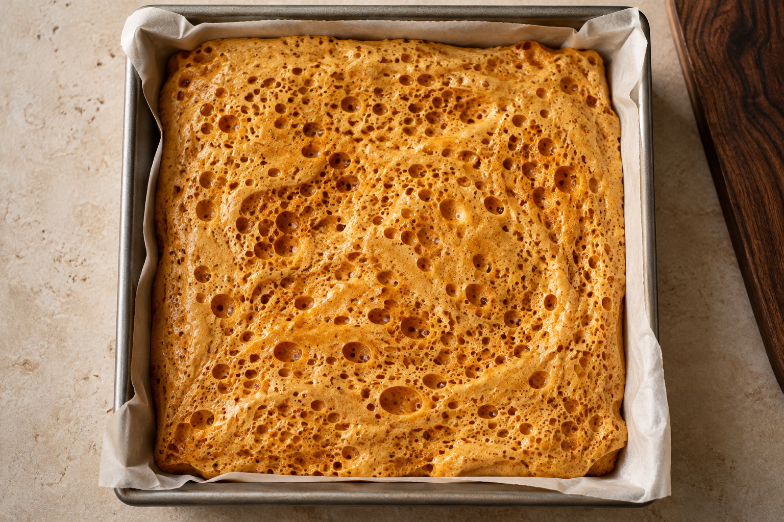Chai honeycomb slab cooling before chocolate dipping