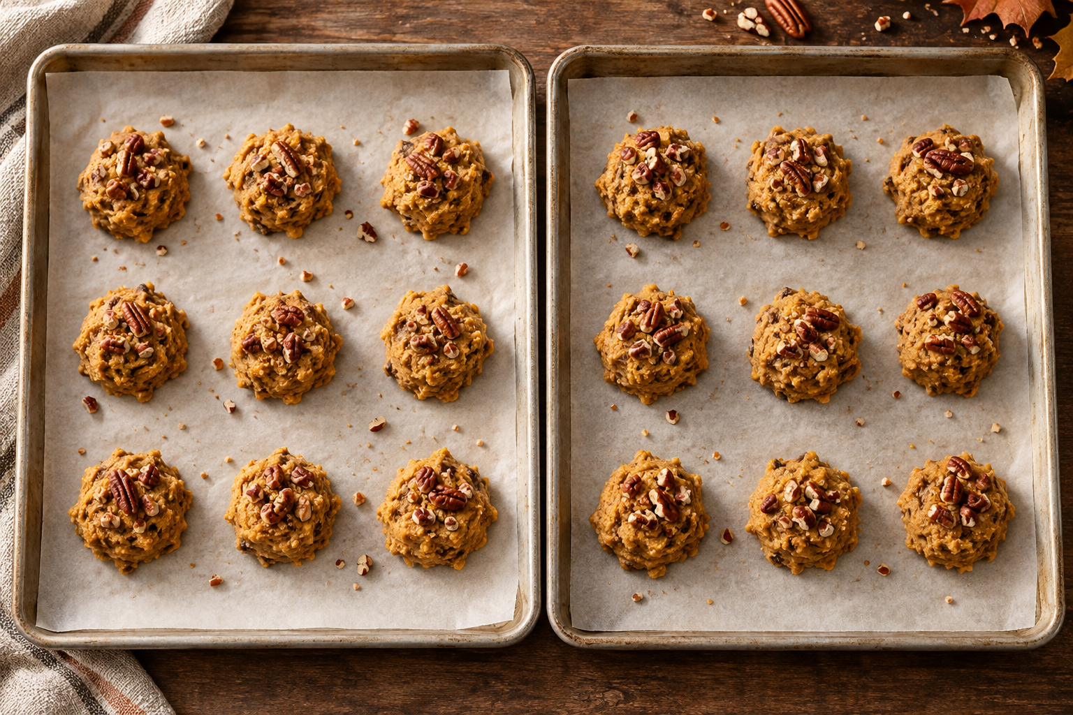 Sweet potato pecan cookie dough before baking