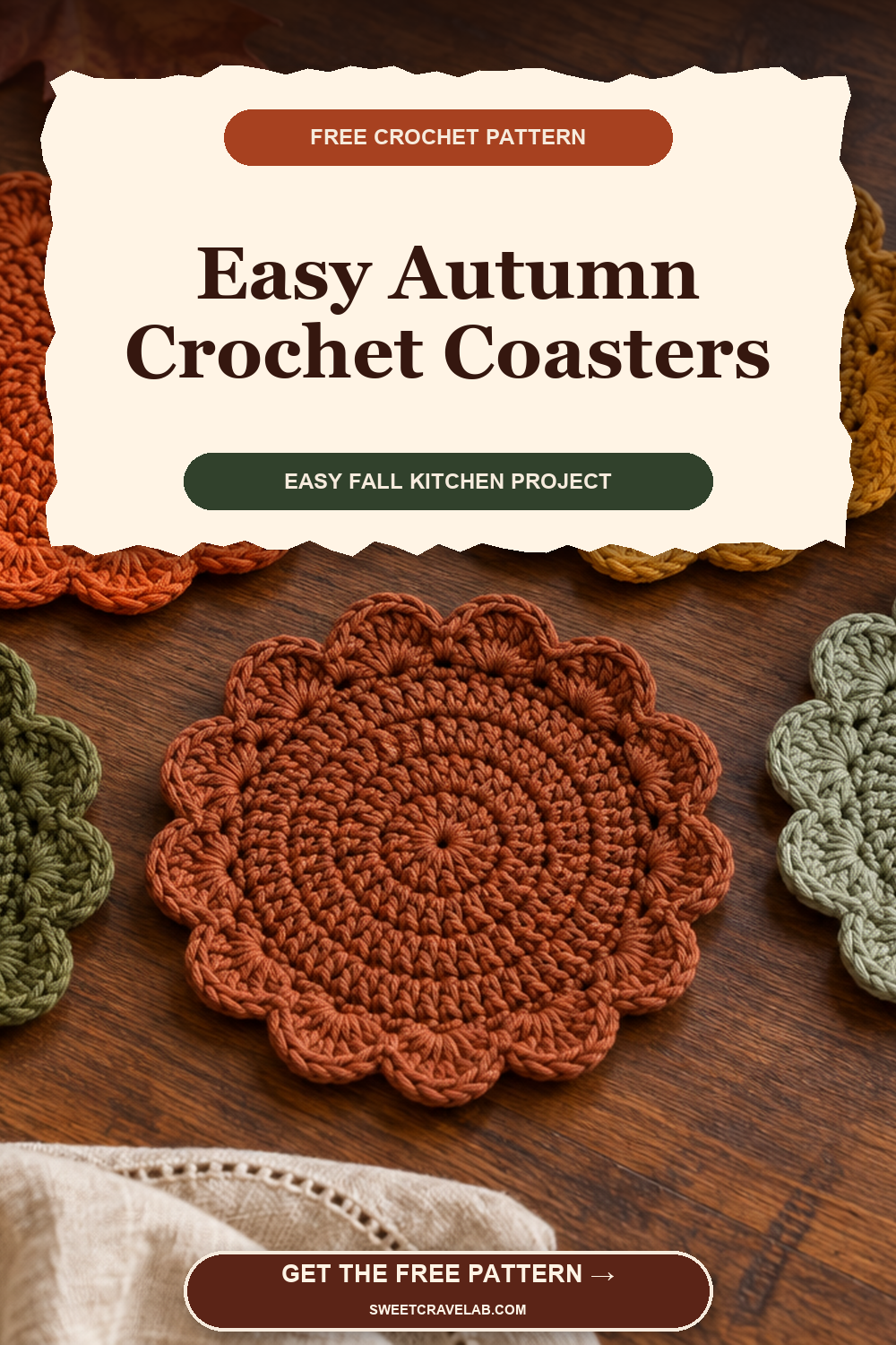 Easy Autumn Crochet Coasters - Free Fall Pattern