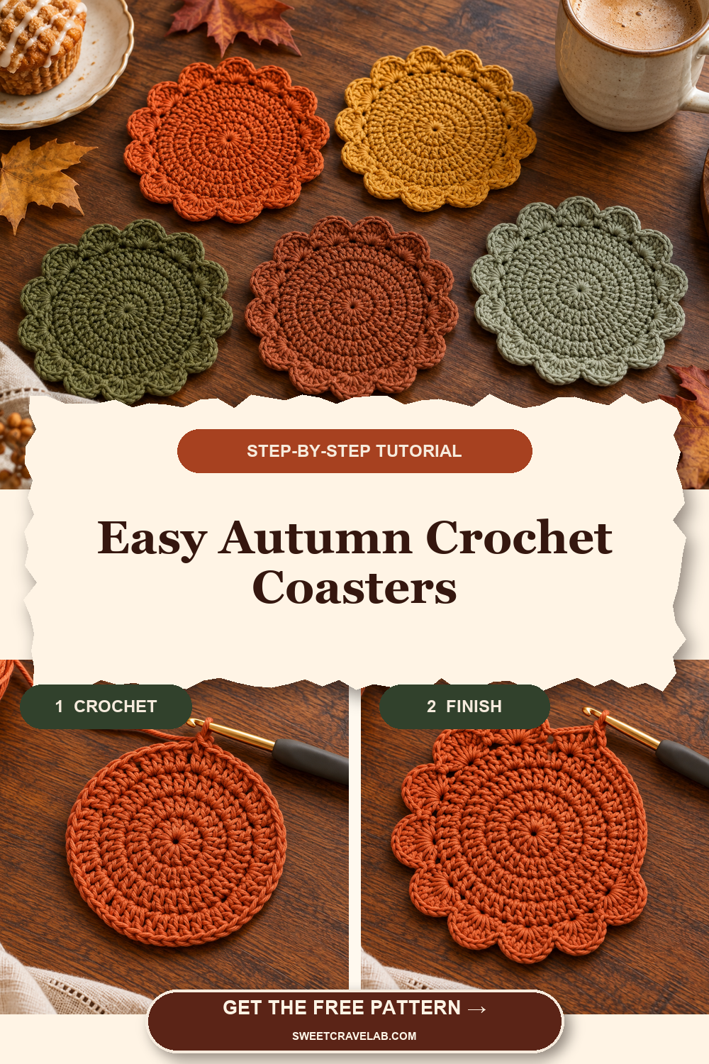 Free Autumn Crochet Coasters Pattern Step by Step
