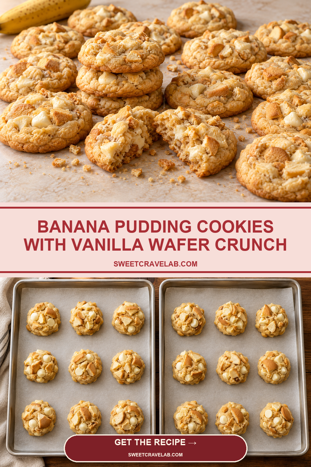 Banana Cookies with White Chocolate Crunch