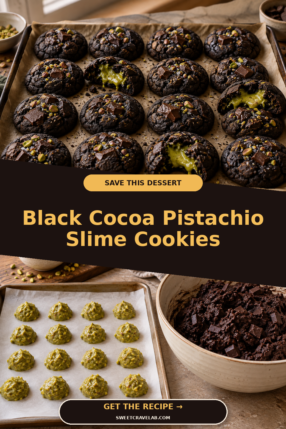 Soft Black Cocoa Cookies with Pistachio Cream