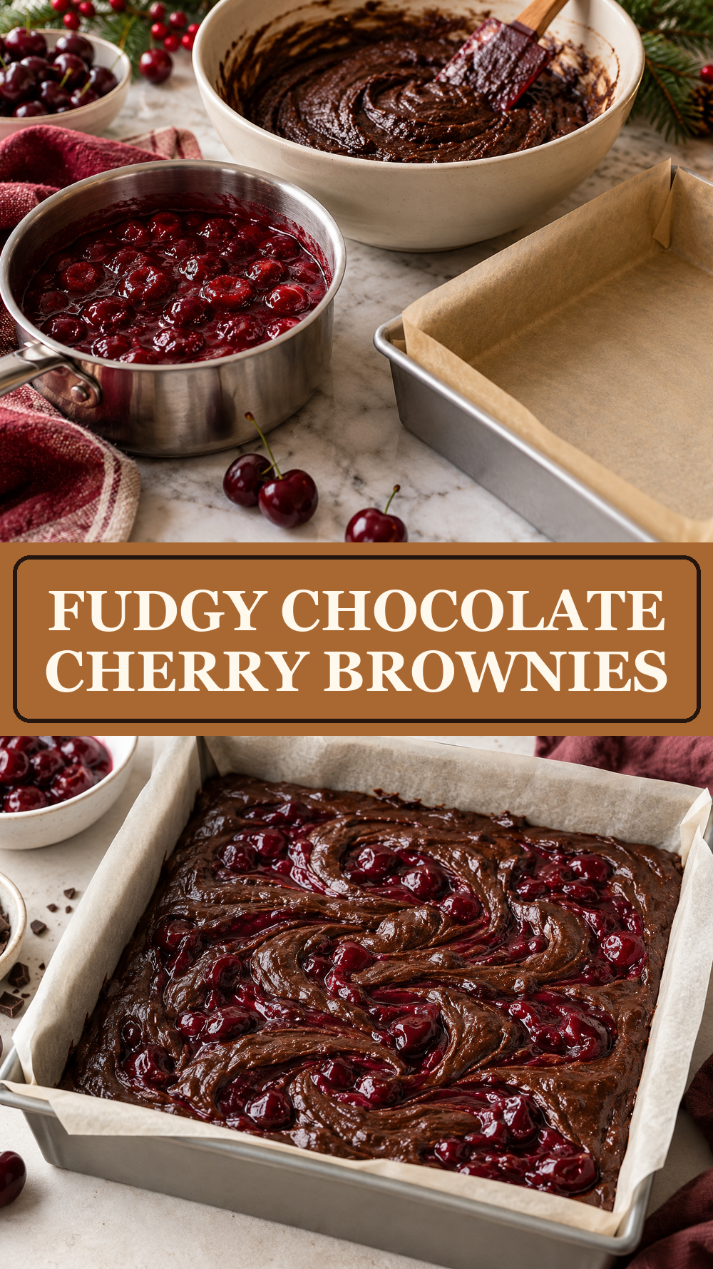Fudgy Chocolate Cherry Brownies