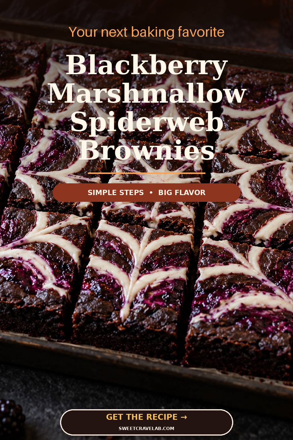 Purple Halloween Brownies with Marshmallow Web