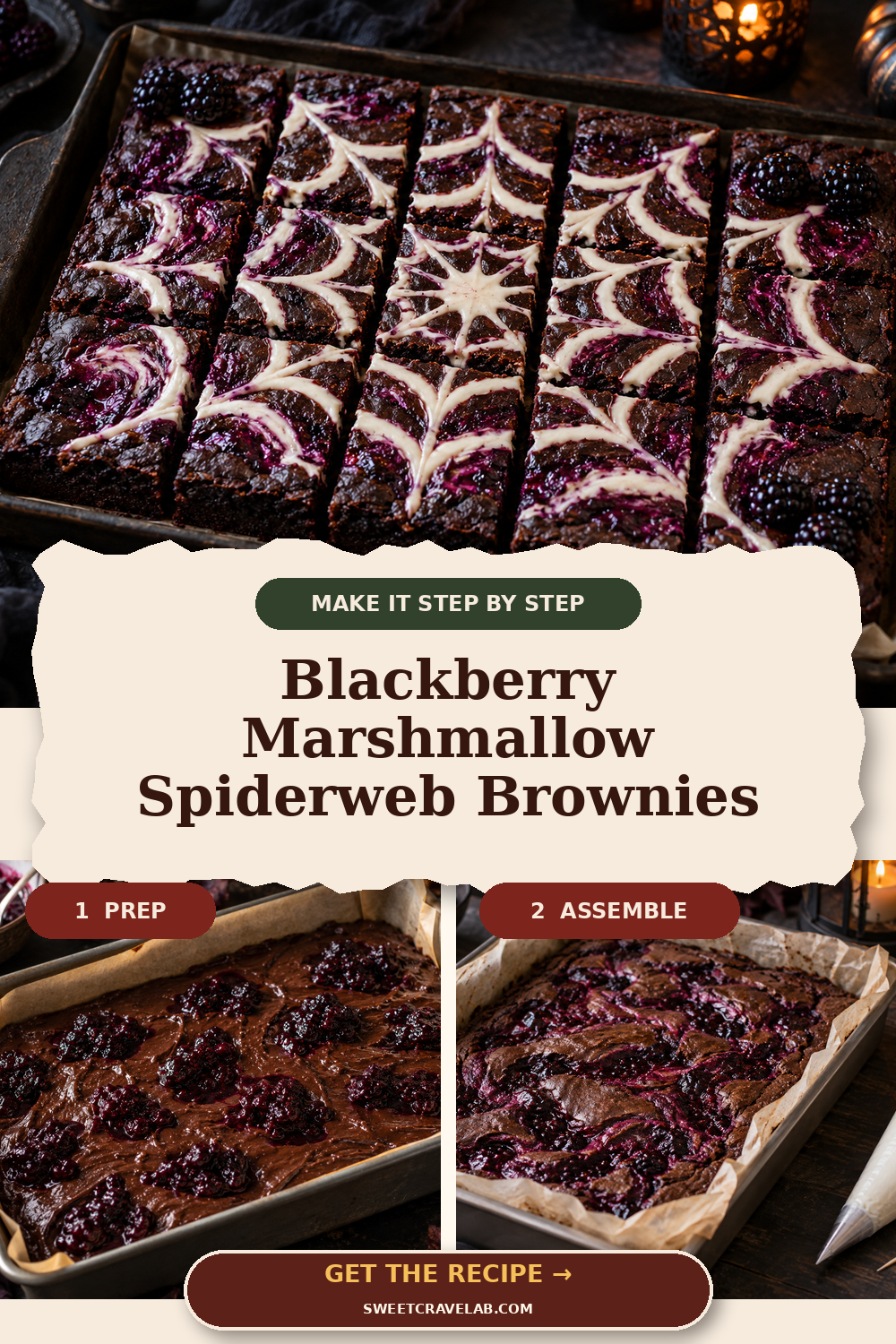 Fudgy Blackberry Brownies for Halloween