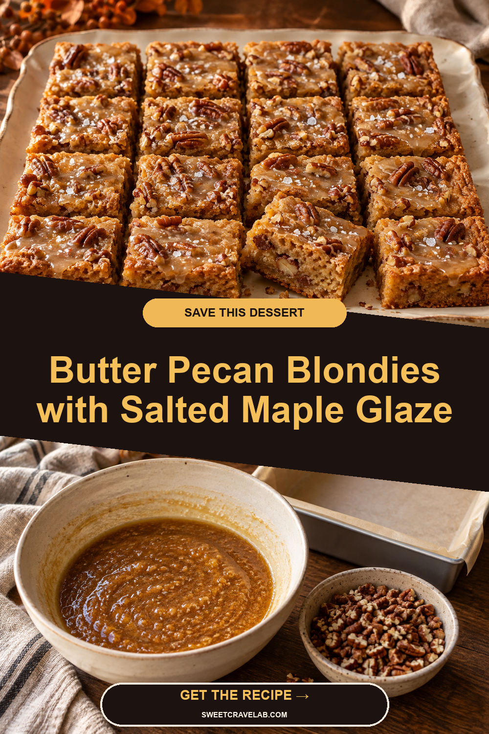 Make-Ahead Salted Maple Pecan Blondies