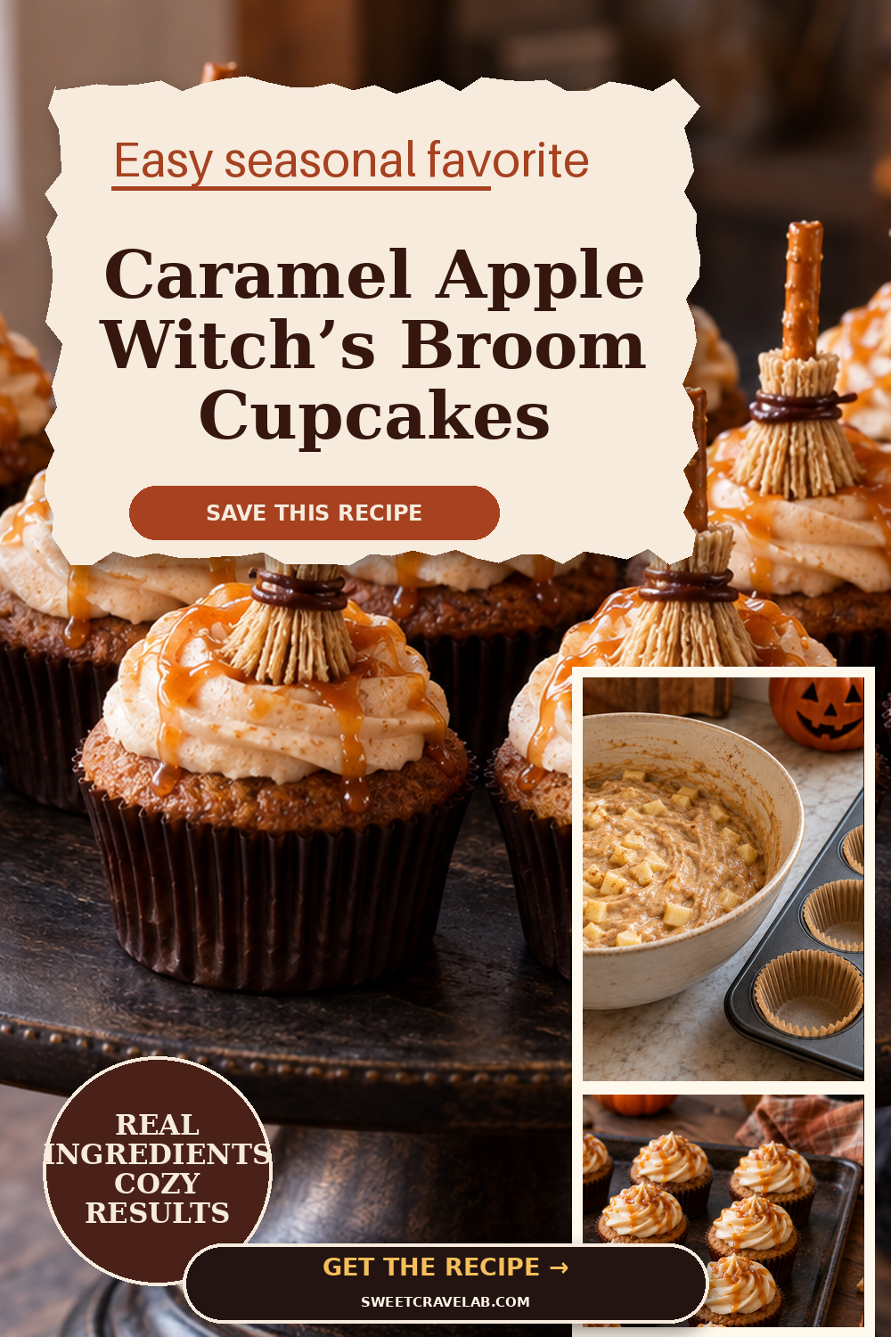 Caramel Apple Witch’s Broom Cupcakes