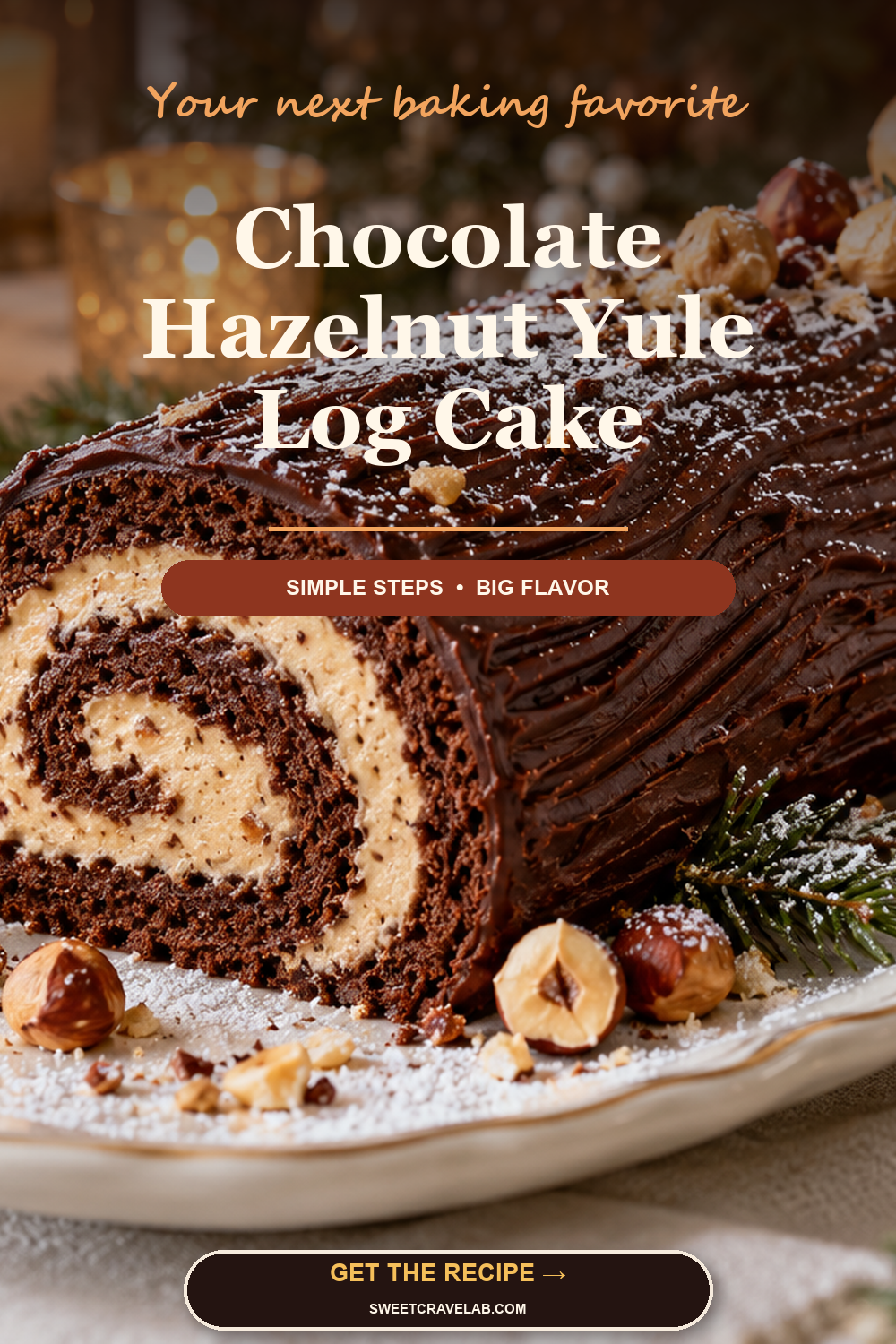 Easy Chocolate Hazelnut Yule Log for Christmas