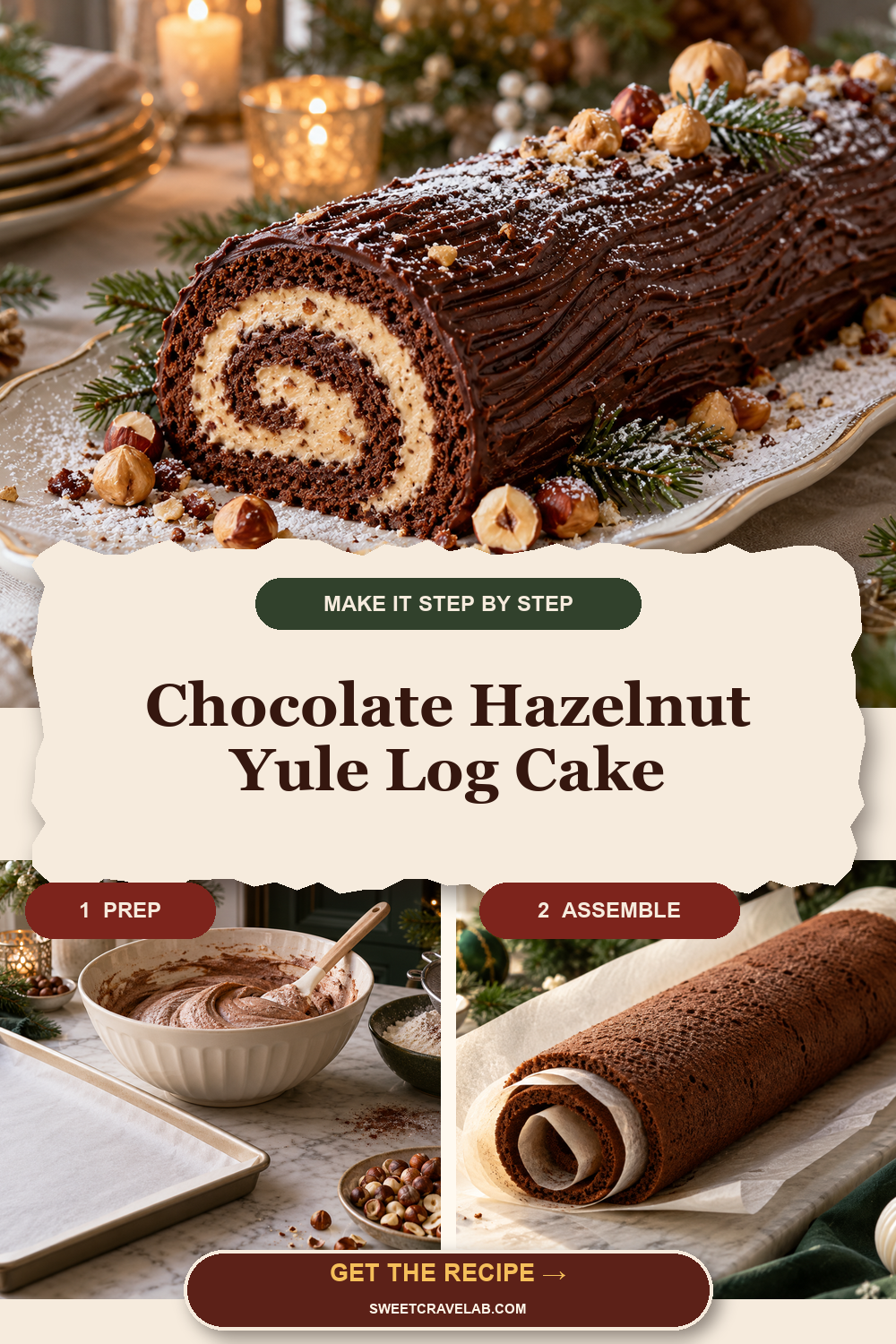 How to Make Chocolate Hazelnut Yule Log