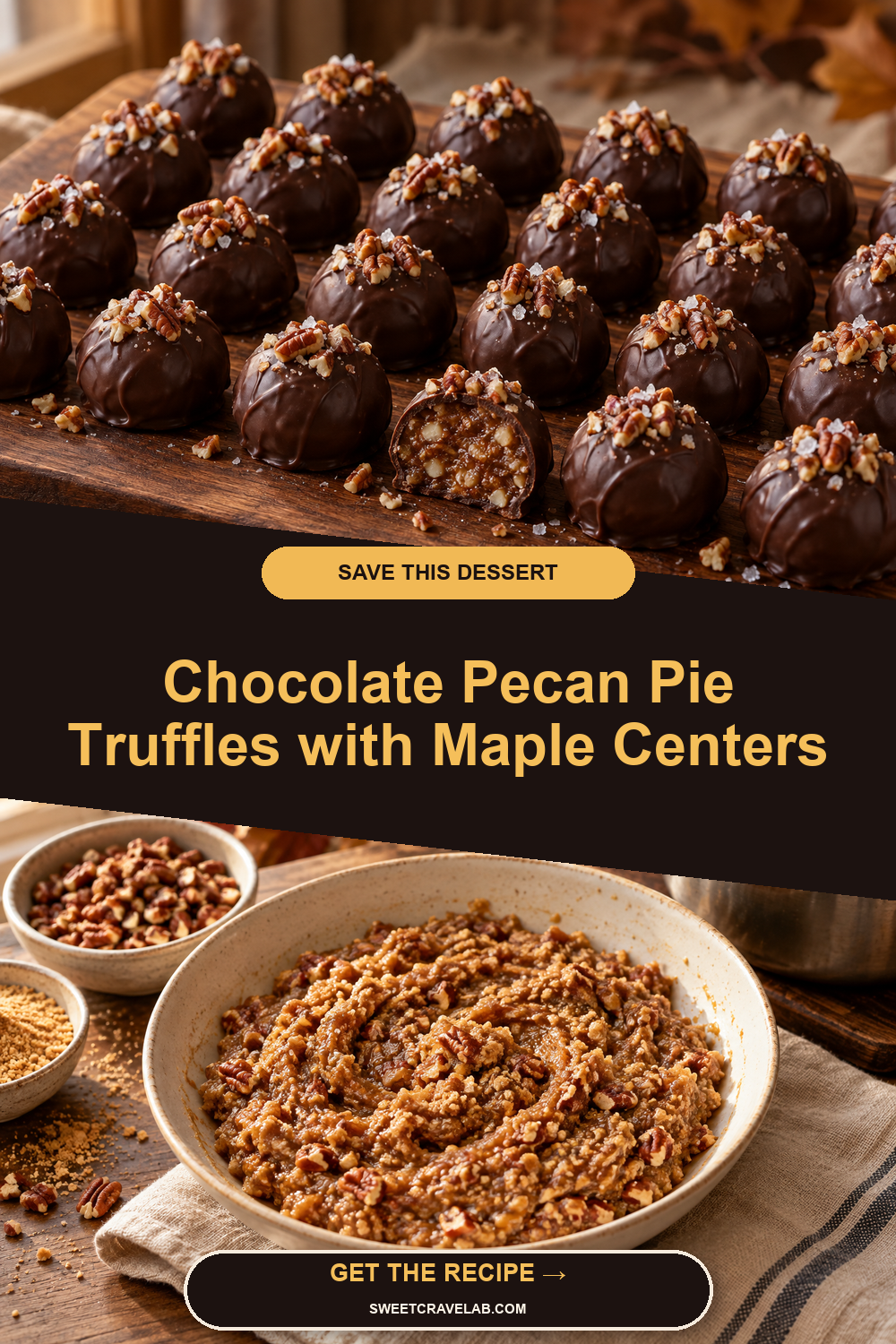 Dark Chocolate Truffles with Pecan Pie Centers