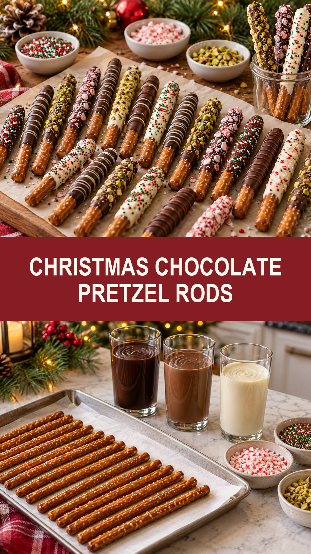 Christmas Chocolate Pretzel Rods