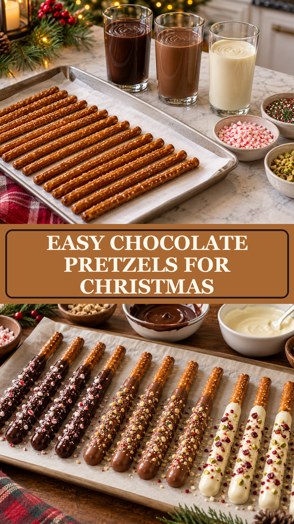 Easy Chocolate Pretzels for Christmas