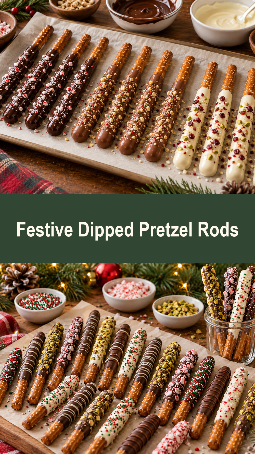 Festive Dipped Pretzel Rods