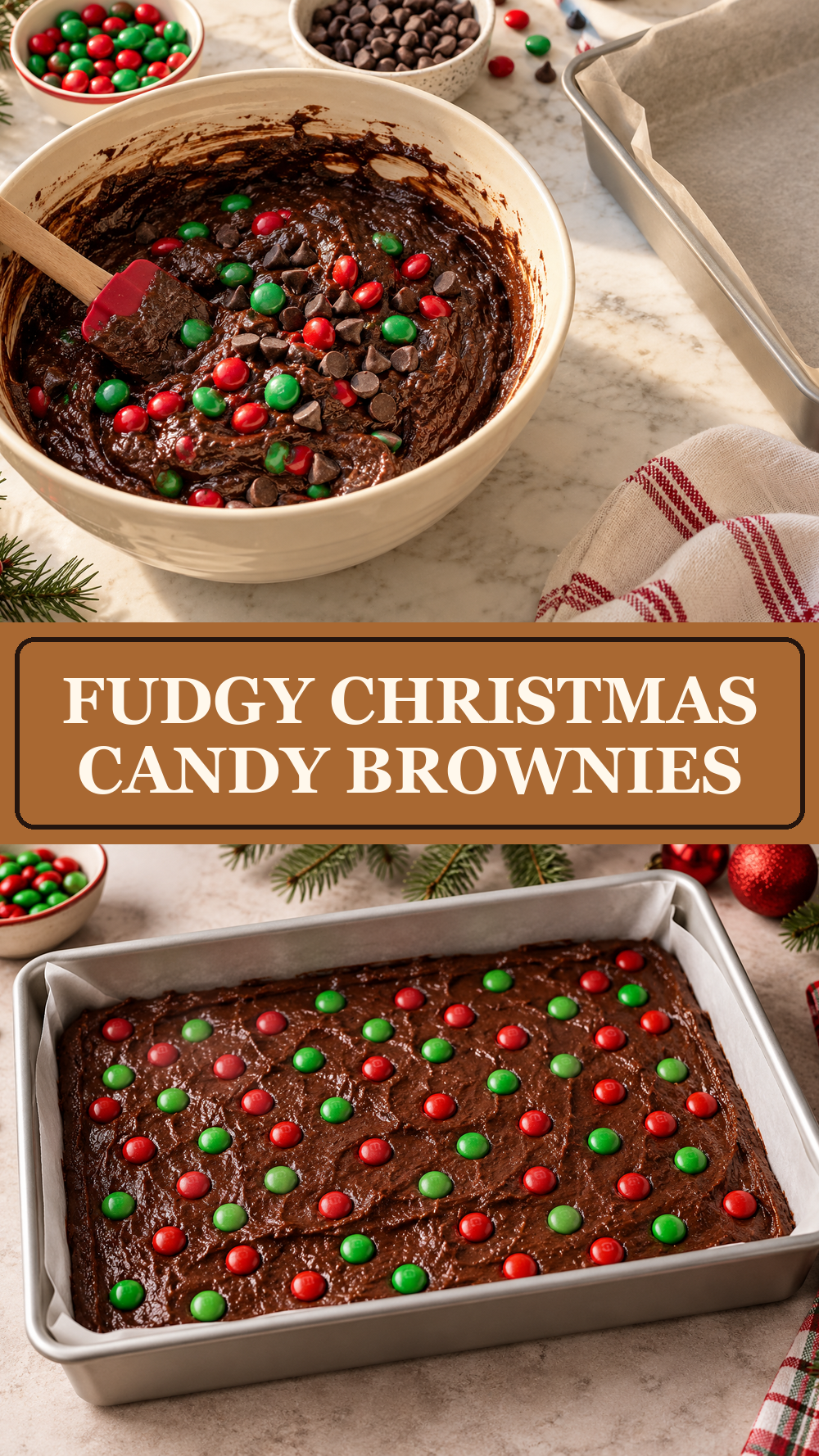 Fudgy Christmas Candy Brownies